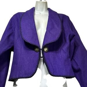 Mid-West Garment Co. Purple Wool Cropped Jacket Canada Decorative Buttons Size M